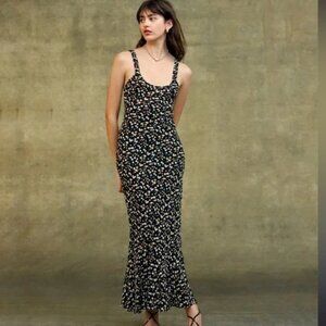 REALISATION PAR The Allegra in Milky Way Fishtail Maxi Silk Dress size small